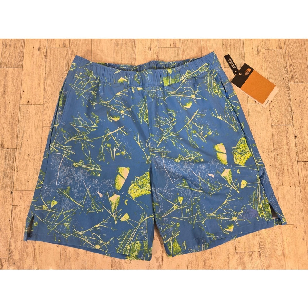 The North Face Wander Short Mens SMALL Blue Green Abstract FlashDry NF0A535QIRE
